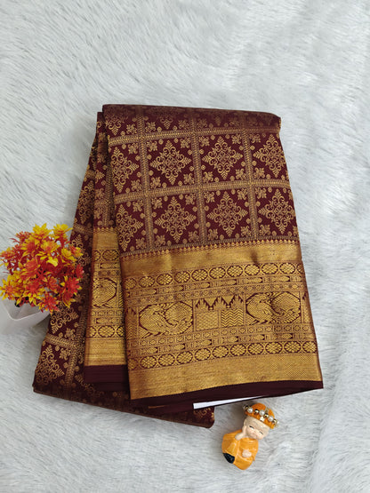 Maroon Pure Bridal Silk Saree