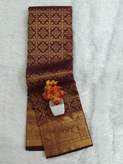 Maroon Pure Bridal Silk Saree