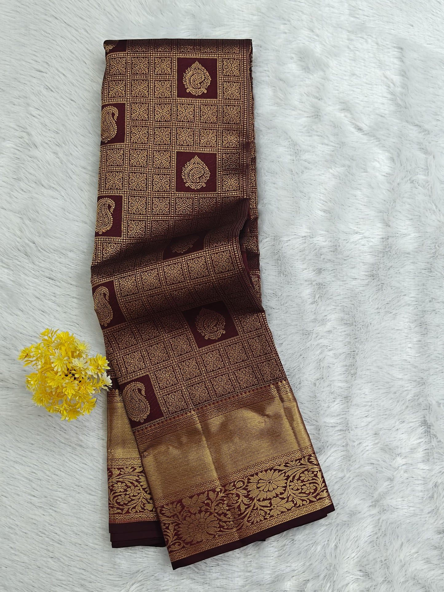 Wine Color Pure Bridal Silk Saree
