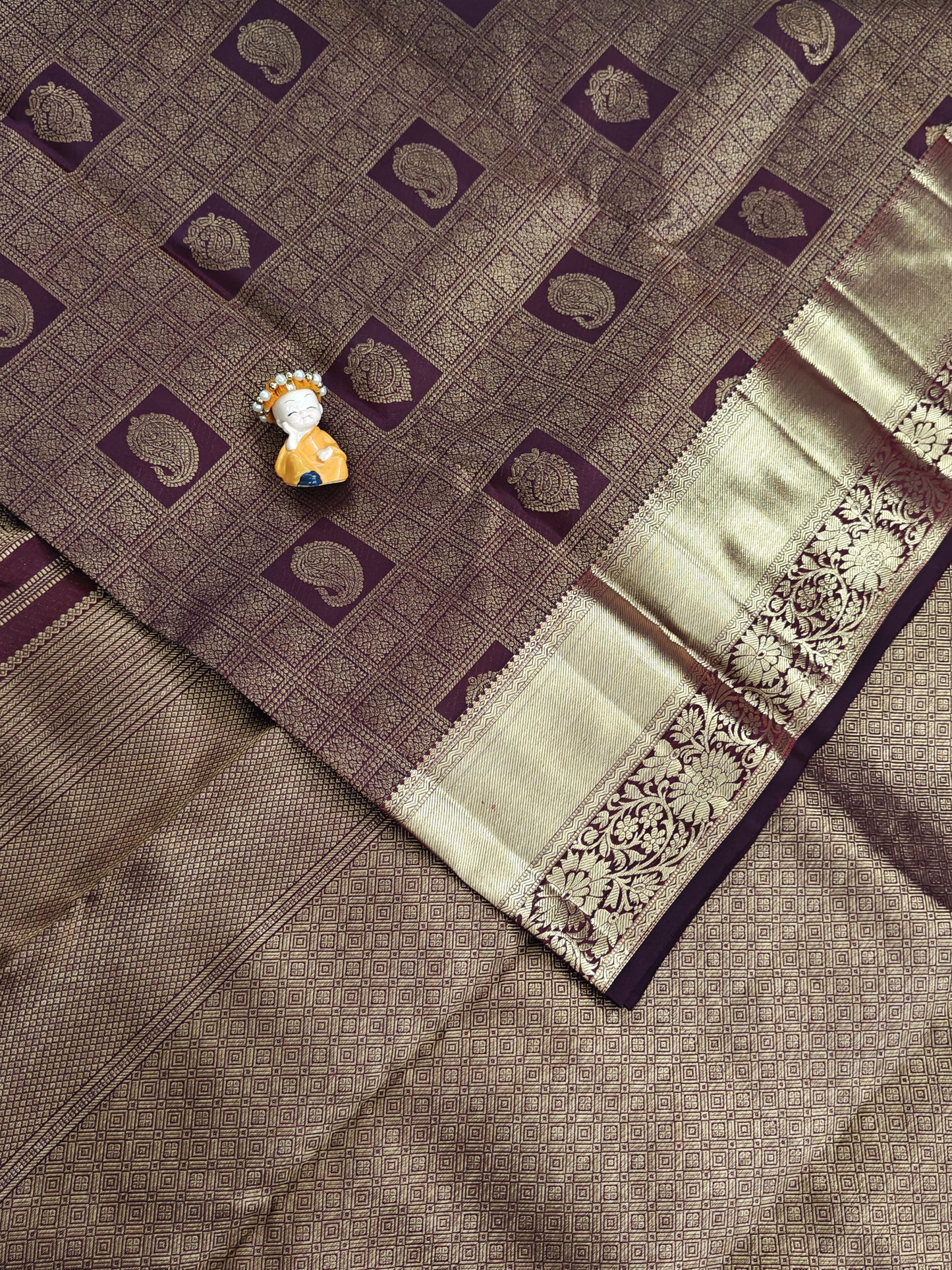 Wine Color Pure Bridal Silk Saree