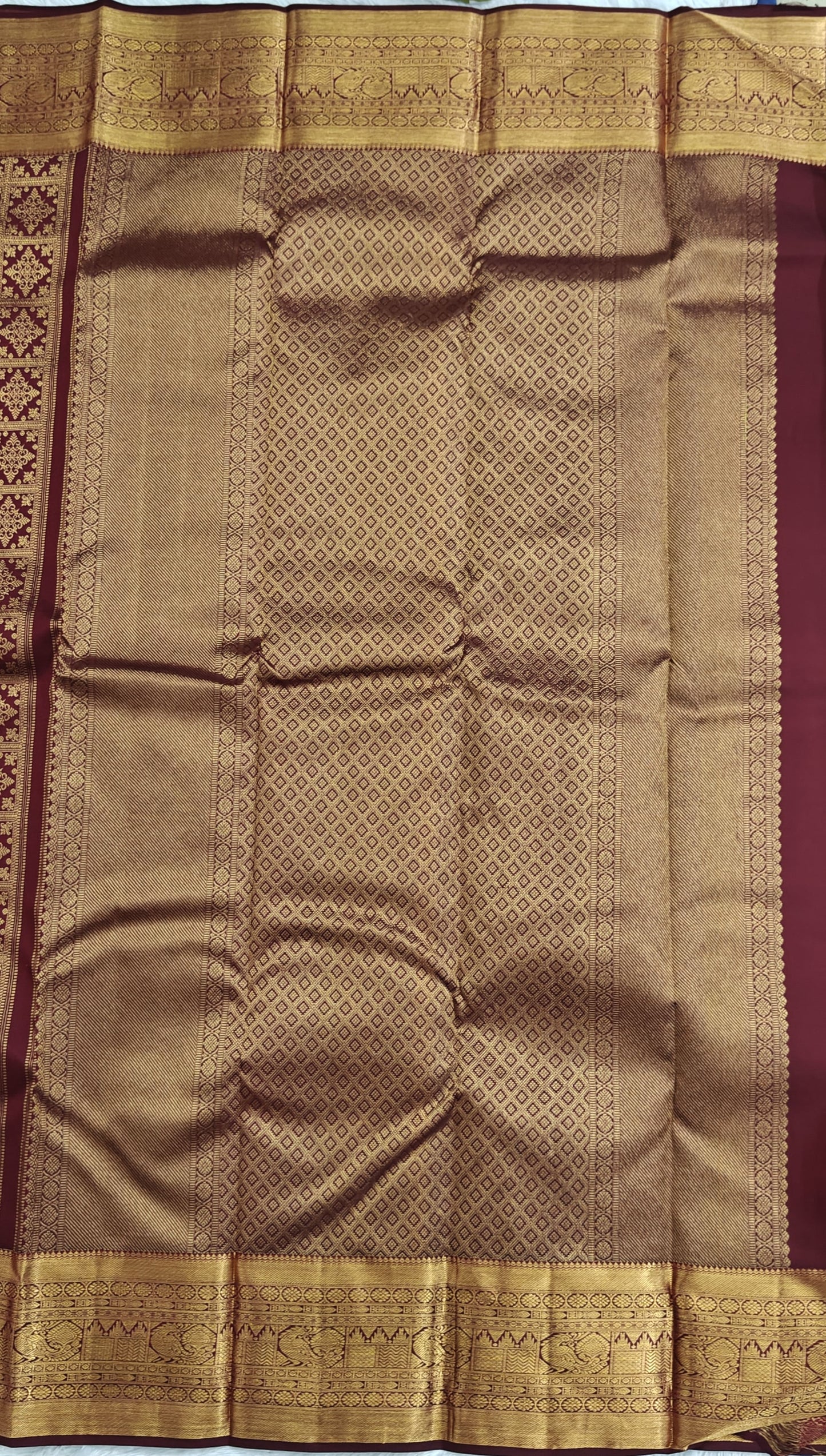 Maroon Pure Bridal Silk Saree
