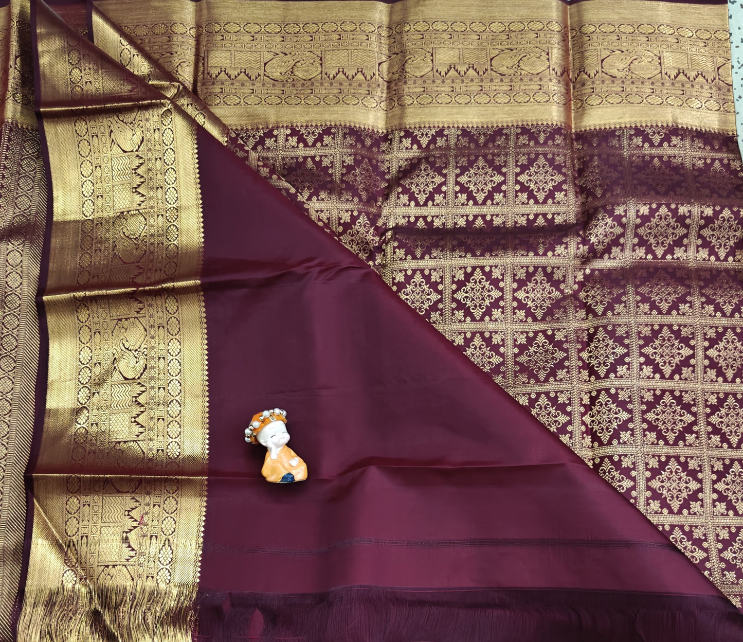 Maroon Pure Bridal Silk Saree