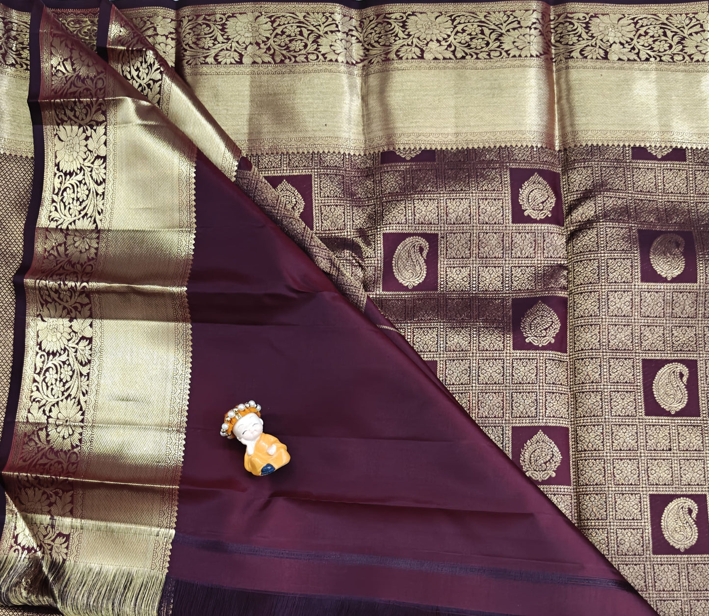 Wine Color Pure Bridal Silk Saree