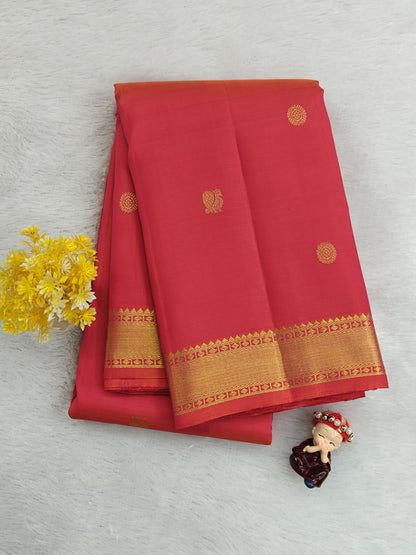 Peach Gold Pure Silk Saree