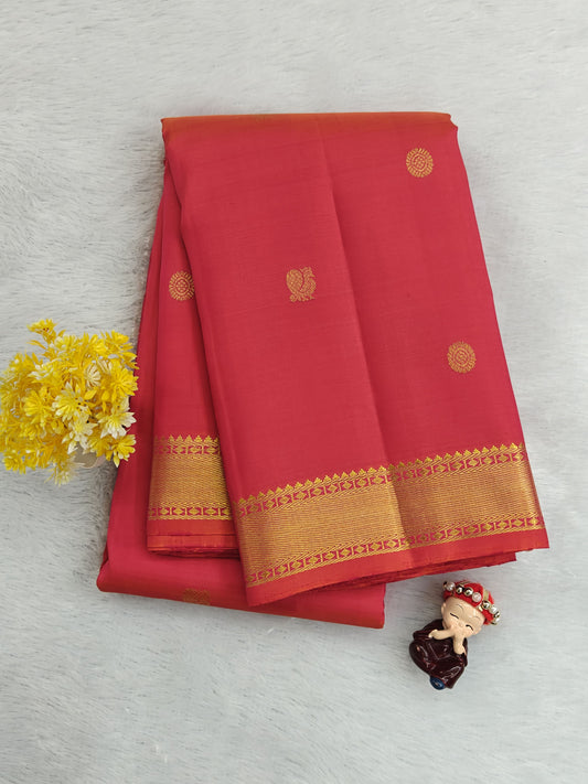 Peach Gold Pure Silk Saree