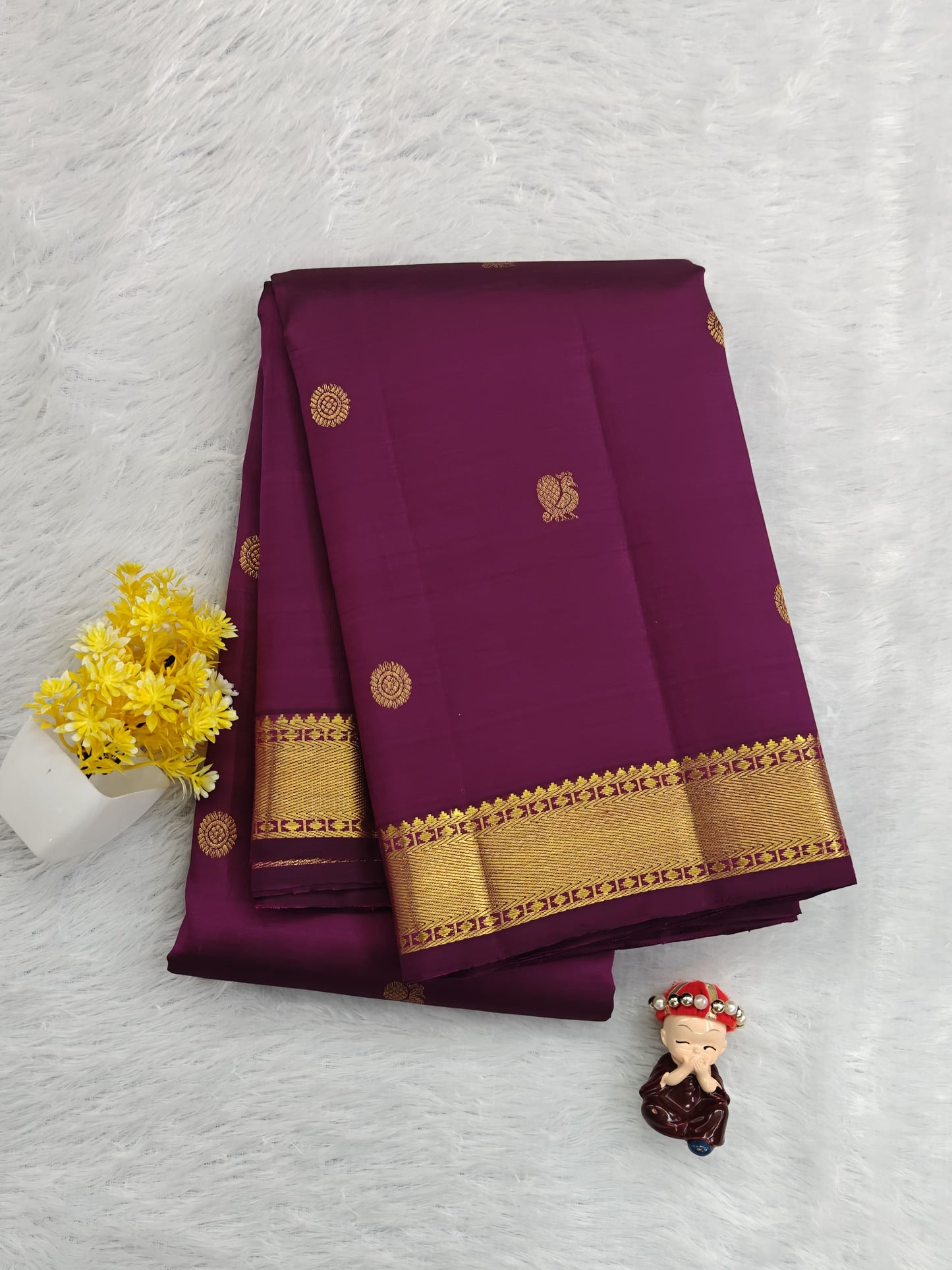Wine Color Pure Silk Saree