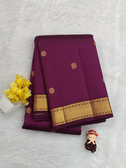 Wine Color Pure Silk Saree