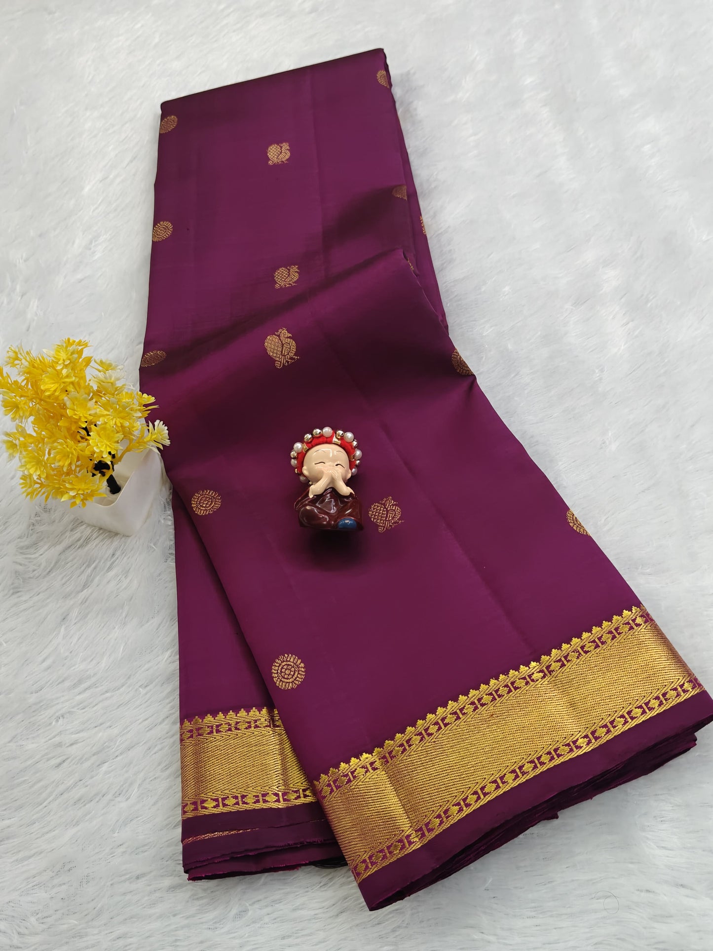 Wine Color Pure Silk Saree