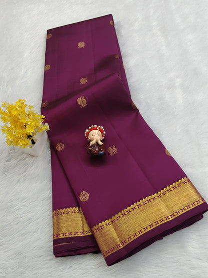 Wine Color Pure Silk Saree