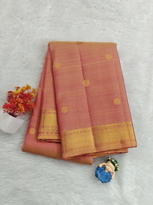 Peach Pure Silk Saree