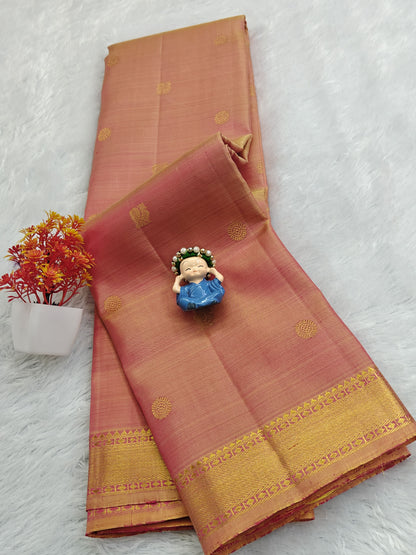Peach Pure Silk Saree