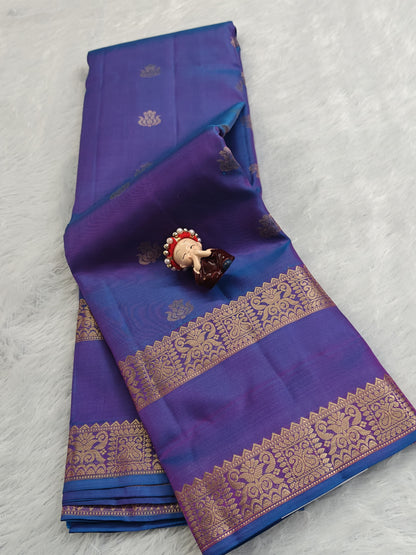 Lavender Blue Pure Silk Saree with Double Border