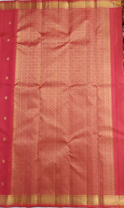 Peach Gold Pure Silk Saree
