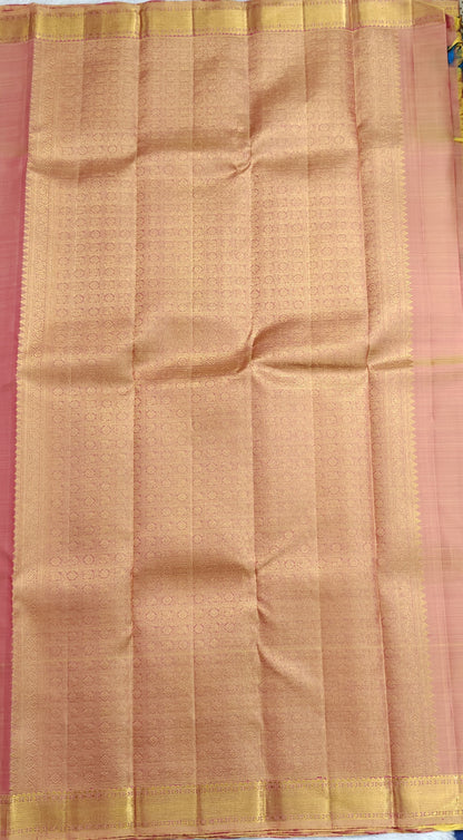 Peach Pure Silk Saree