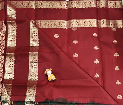 Maroon Pure Silk Saree with Double Border