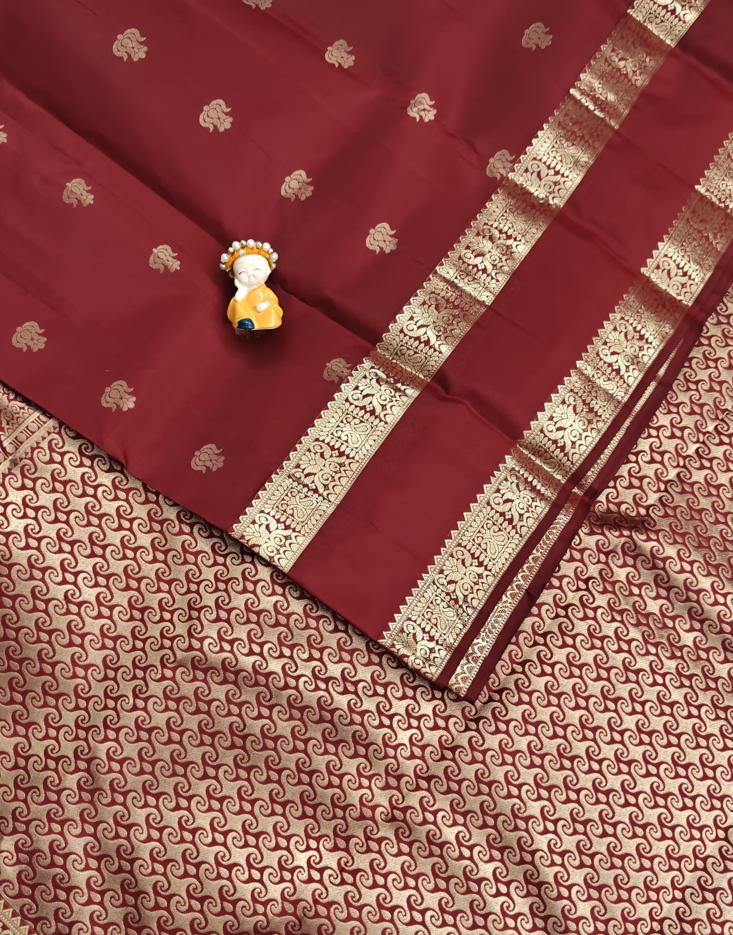 Maroon Pure Silk Saree with Double Border