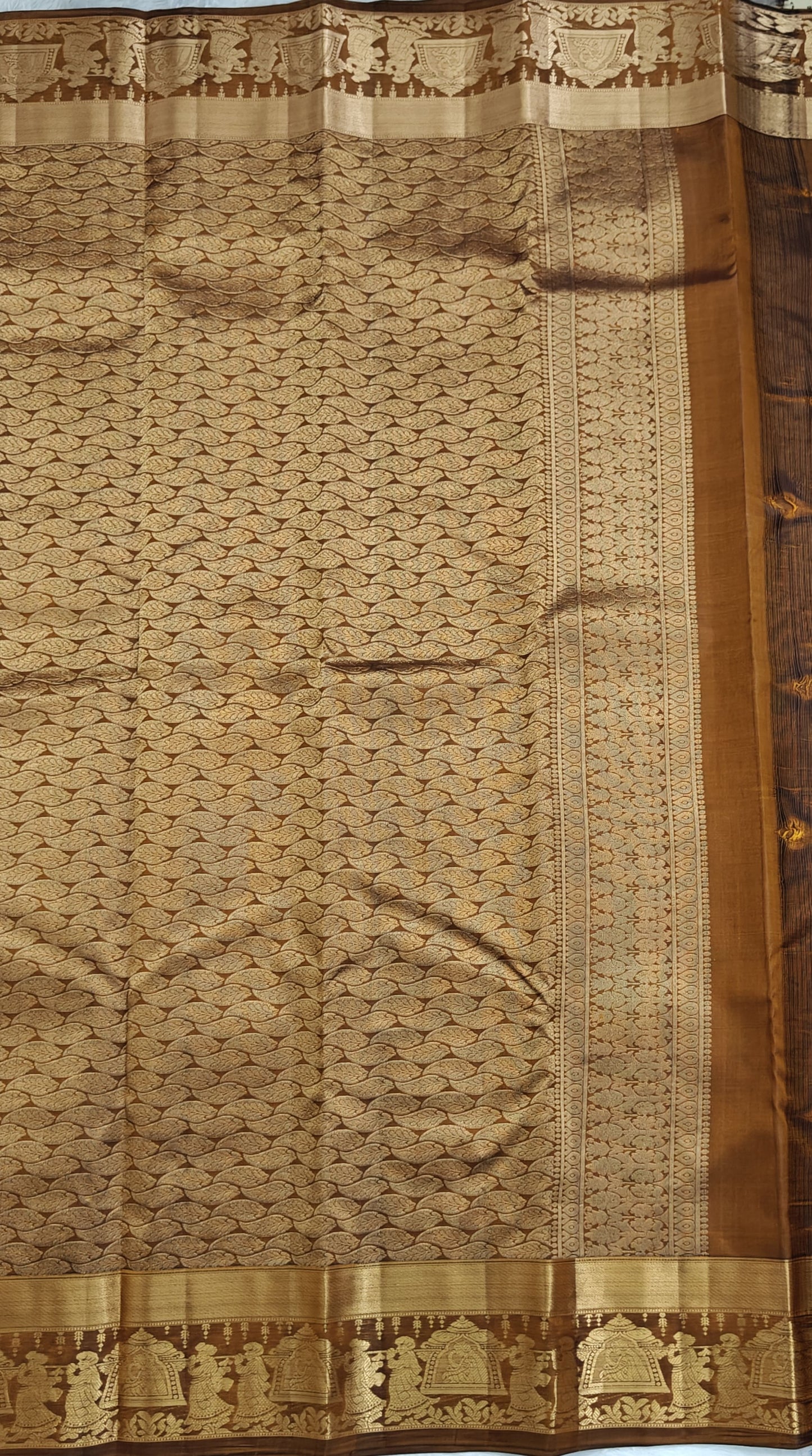 Brown Pure Silk Saree with Pallakku Border