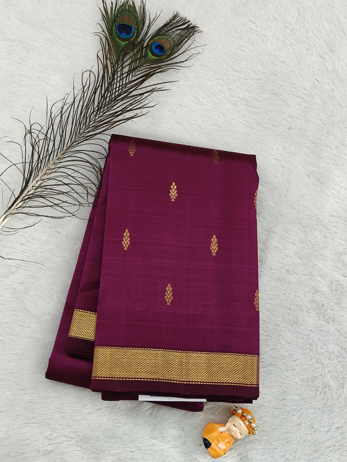 Wine Color Pure Silk Saree