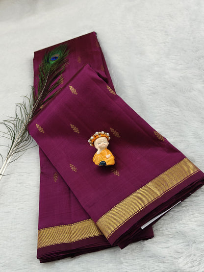 Wine Color Pure Silk Saree