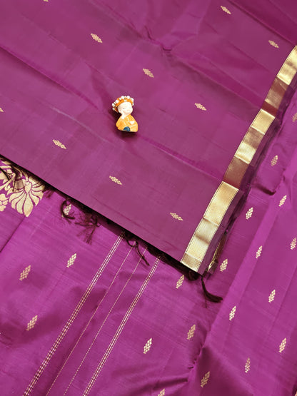 Wine Color Pure Silk Saree