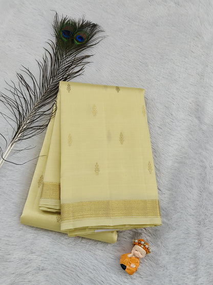 Cream Colour Pure Silk Saree