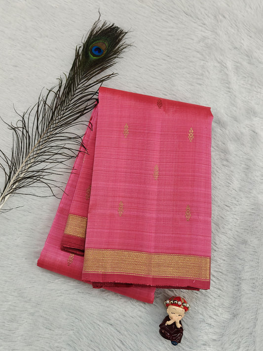 Dark Peach Pure Silk Saree