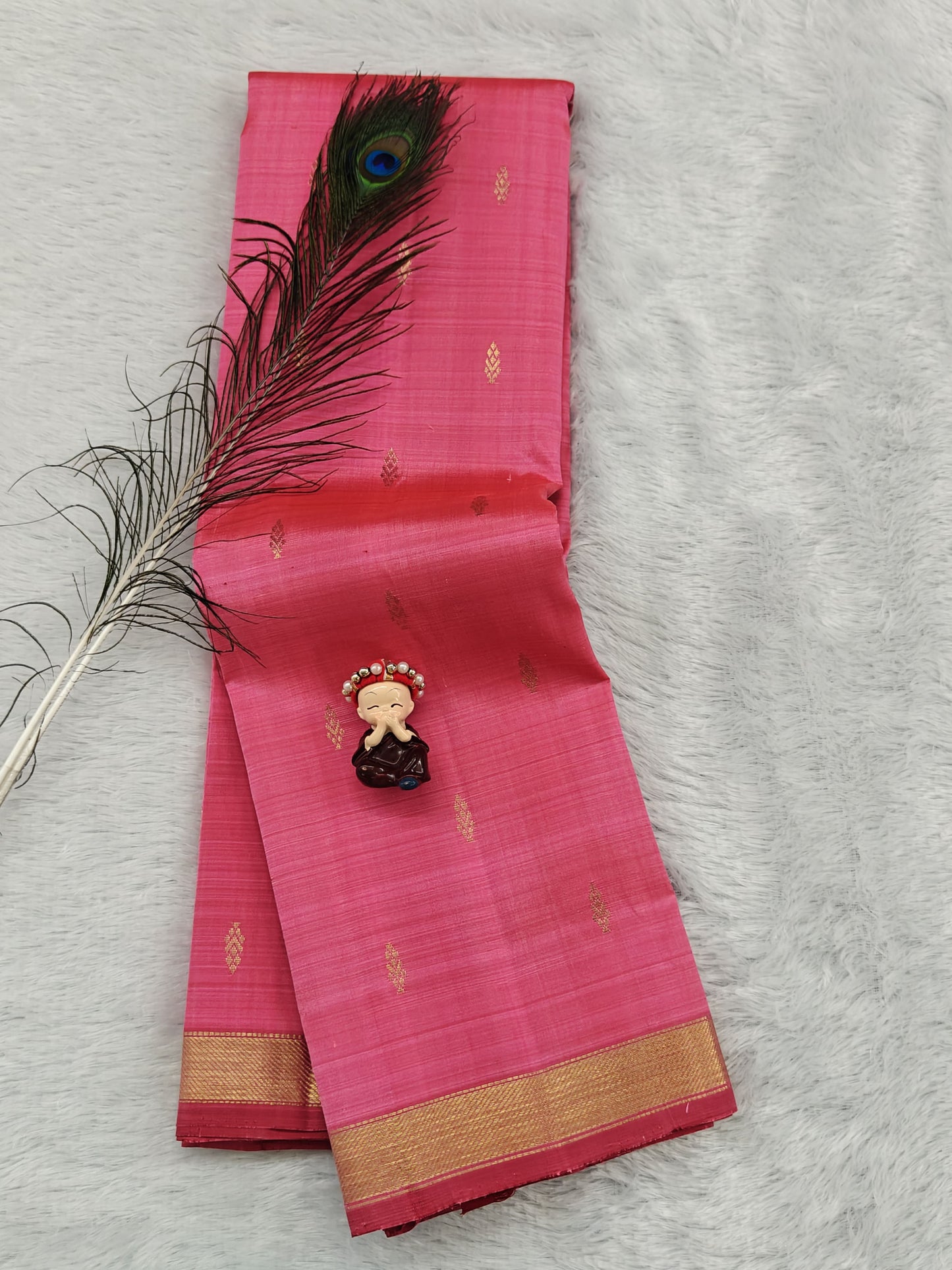 Dark Peach Pure Silk Saree