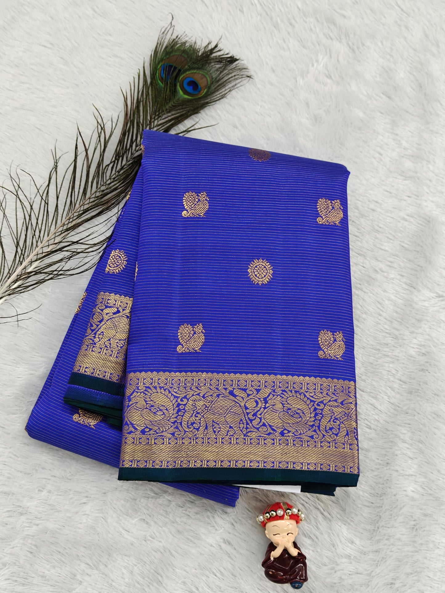 Royal Blue Pure Vaira Oosi Handloom Saree