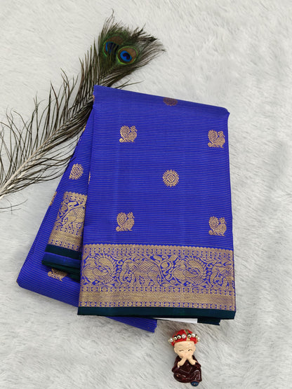 Royal Blue Pure Vaira Oosi Handloom Saree