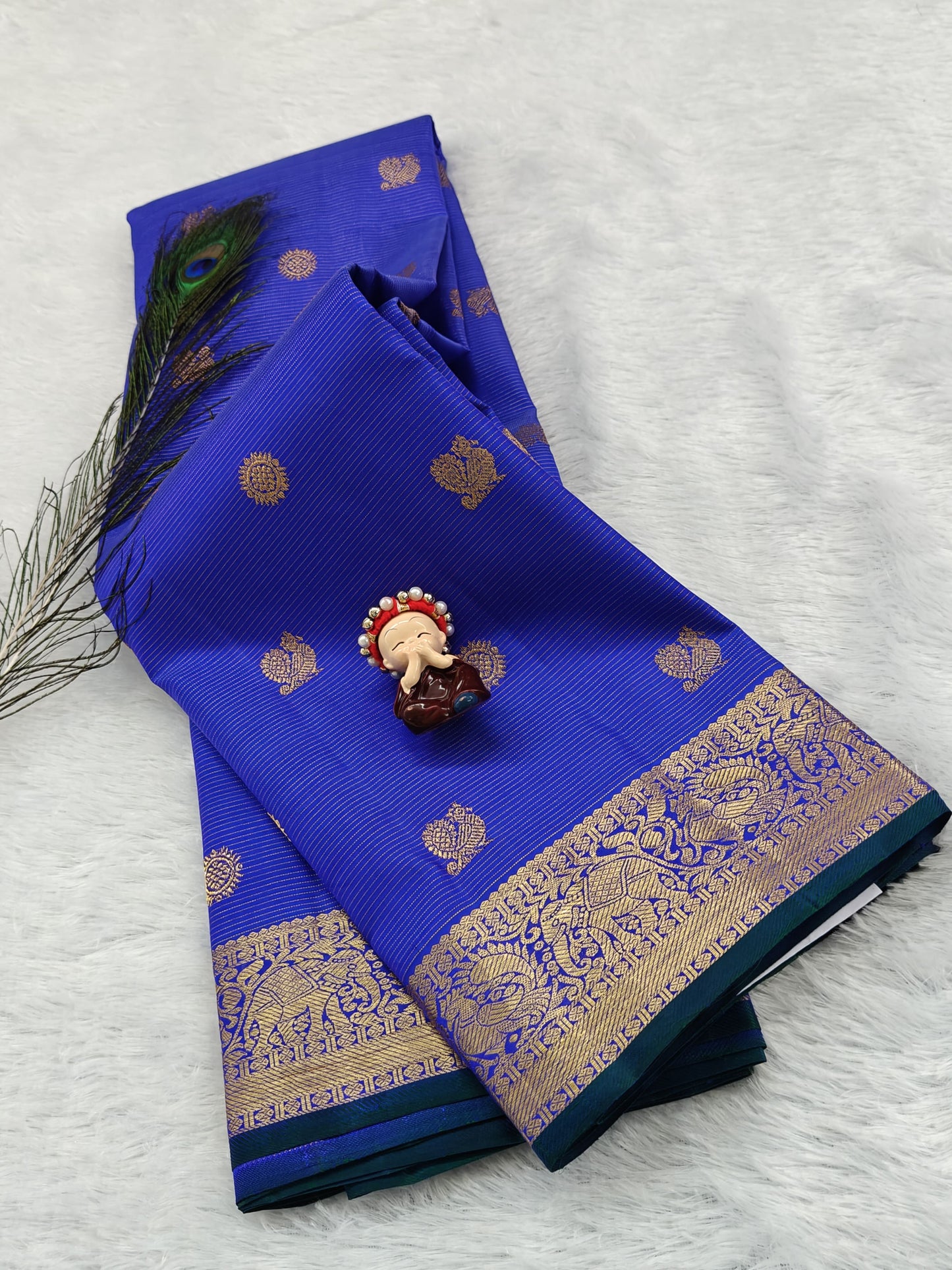 Royal Blue Pure Vaira Oosi Handloom Saree