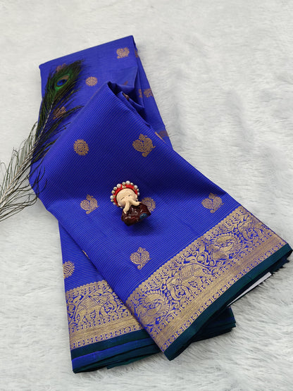 Royal Blue Pure Vaira Oosi Handloom Saree