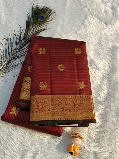 Maroon Pure Vaira Oosi Handloom Saree