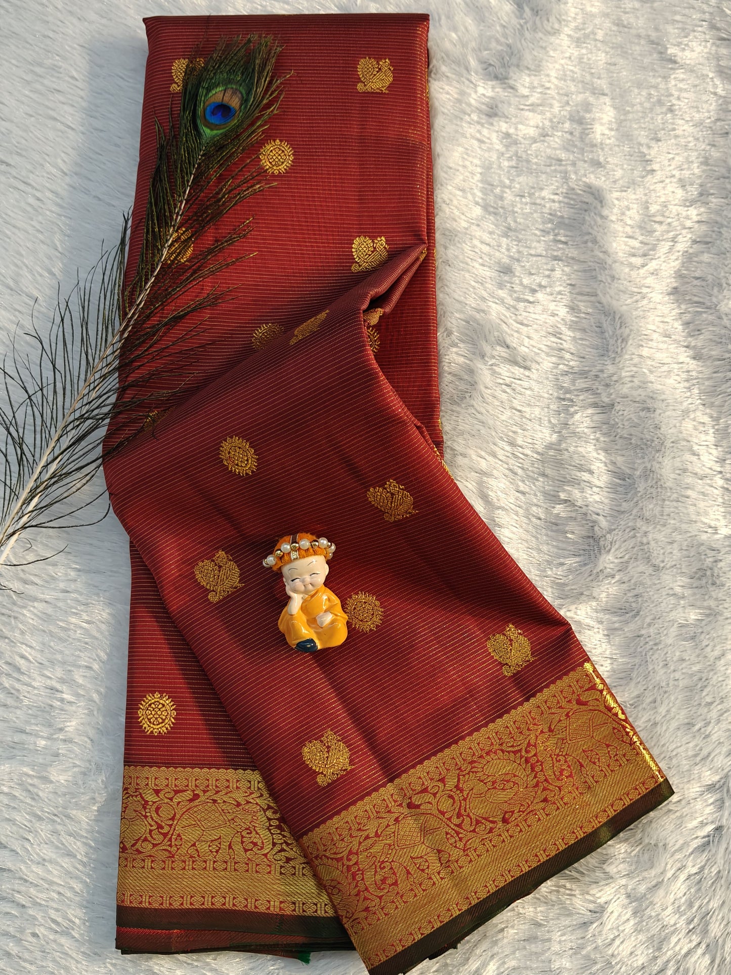 Maroon Pure Vaira Oosi Handloom Saree