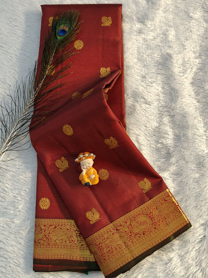 Maroon Pure Vaira Oosi Handloom Saree
