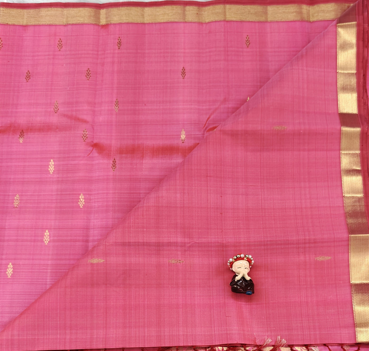 Dark Peach Pure Silk Saree