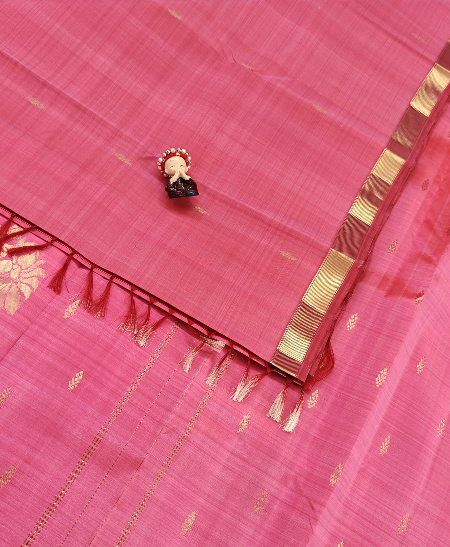 Dark Peach Pure Silk Saree