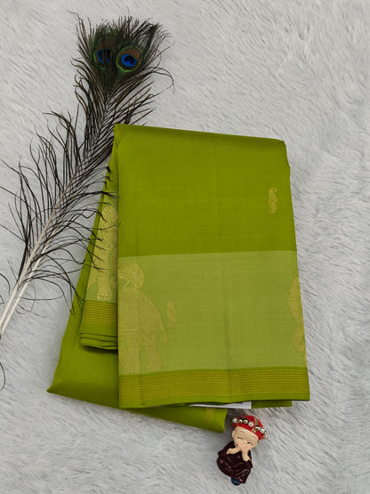 Pista Green Pure Silk Saree