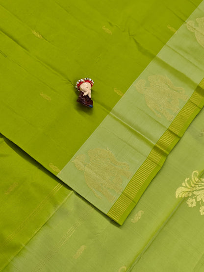 Pista Green Pure Silk Saree