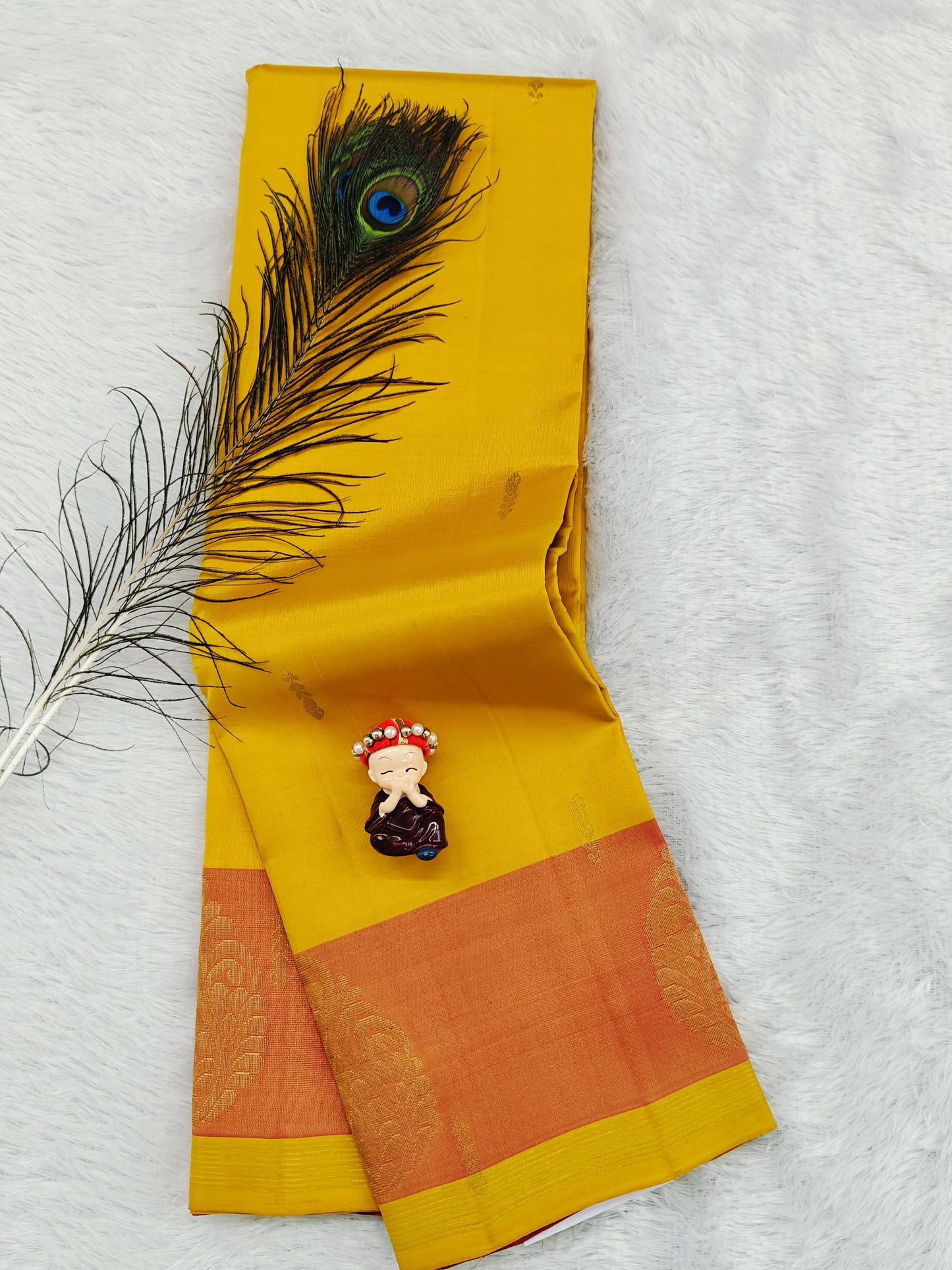 Yellow Pure Silk Saree with Mustard Border