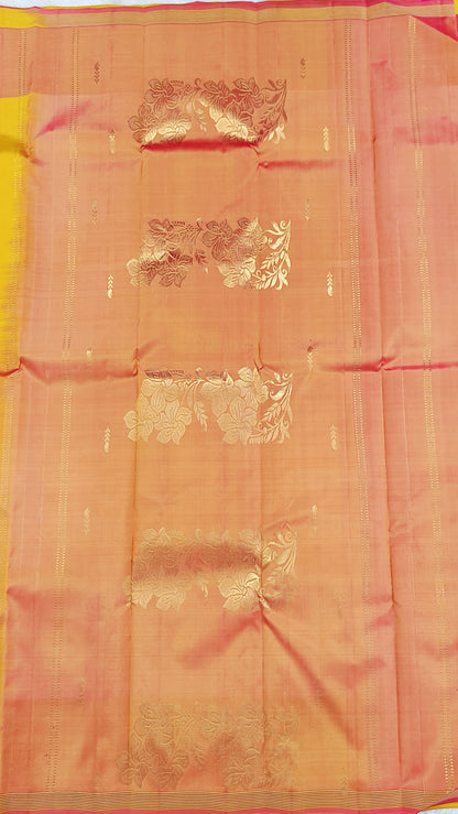 Yellow Pure Silk Saree with Mustard Border