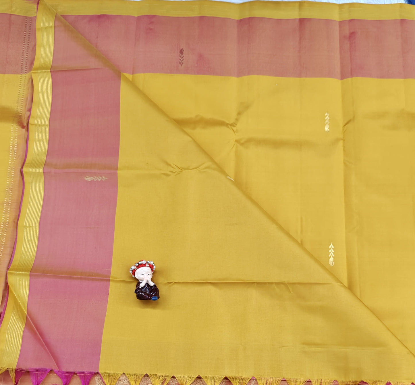 Yellow Pure Silk Saree with Mustard Border