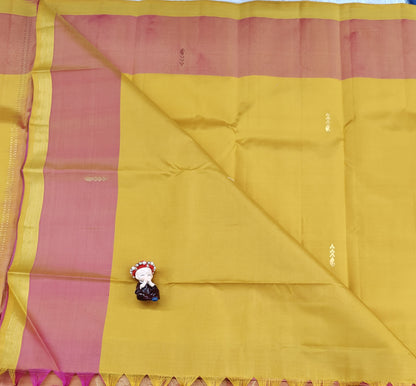 Yellow Pure Silk Saree with Mustard Border