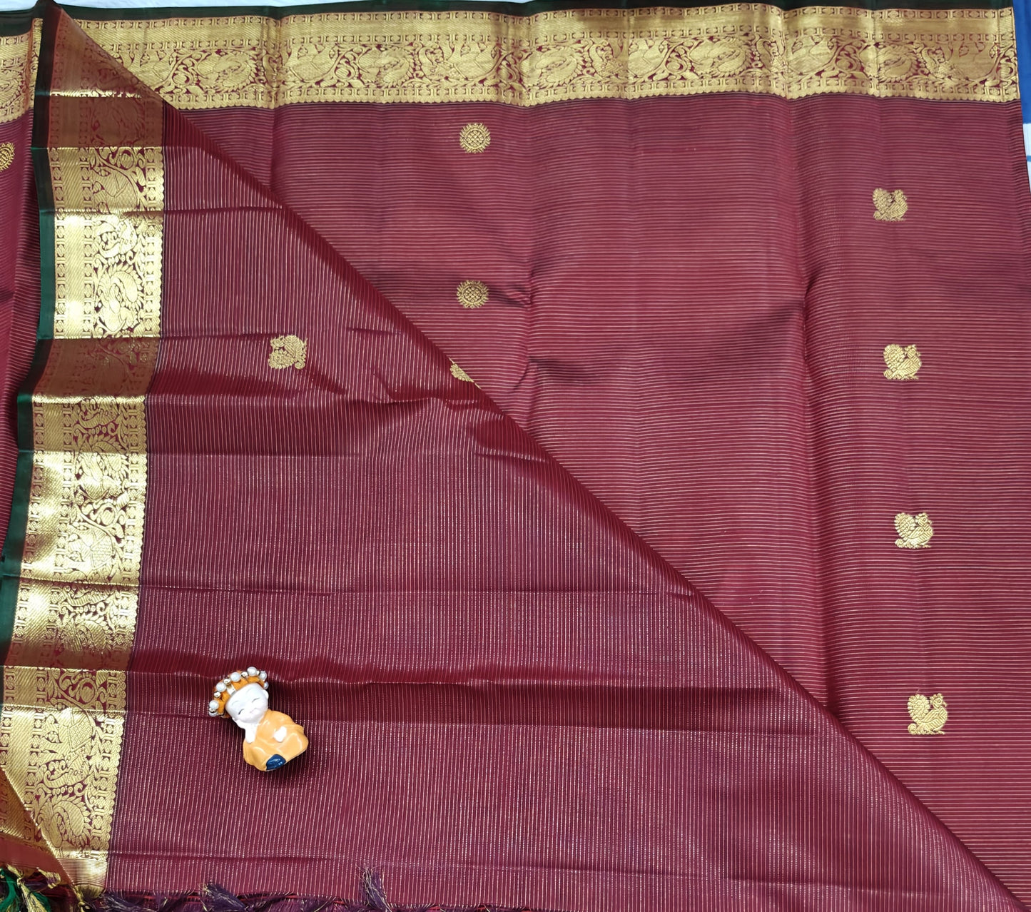 Maroon Pure Vaira Oosi Handloom Saree
