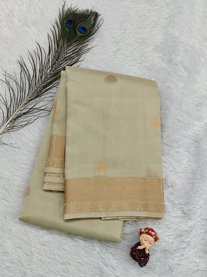 Cream Colour Pure Silk Saree