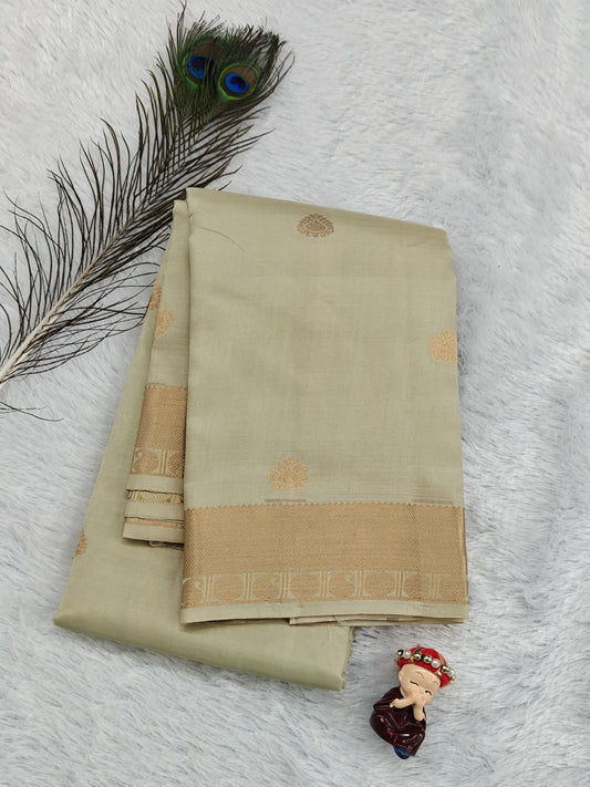 Cream Colour Pure Silk Saree