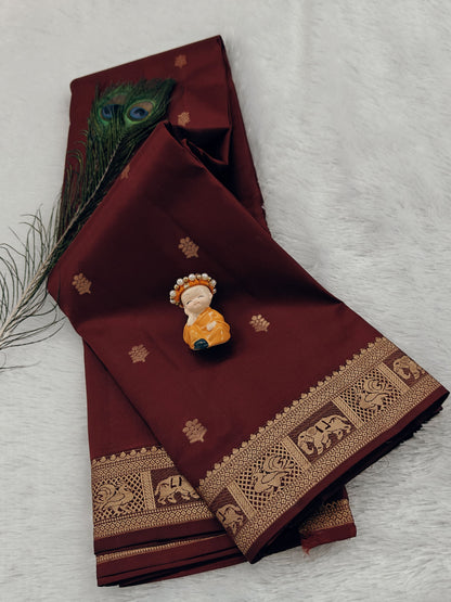 Maroon Pure Silk Saree