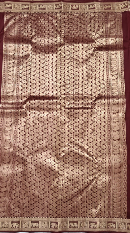 Maroon Pure Silk Saree