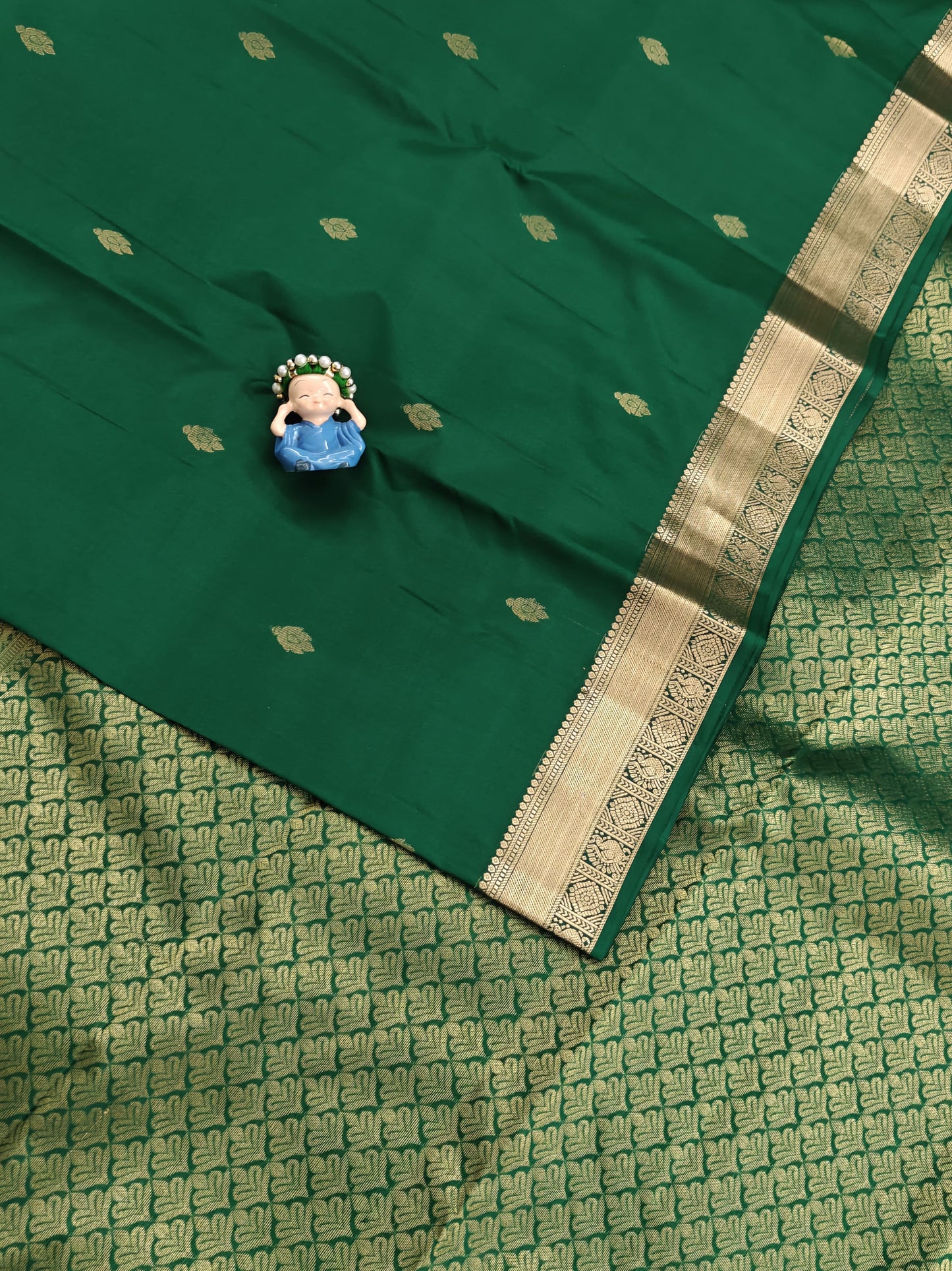 Dark Green Pure Silk Saree