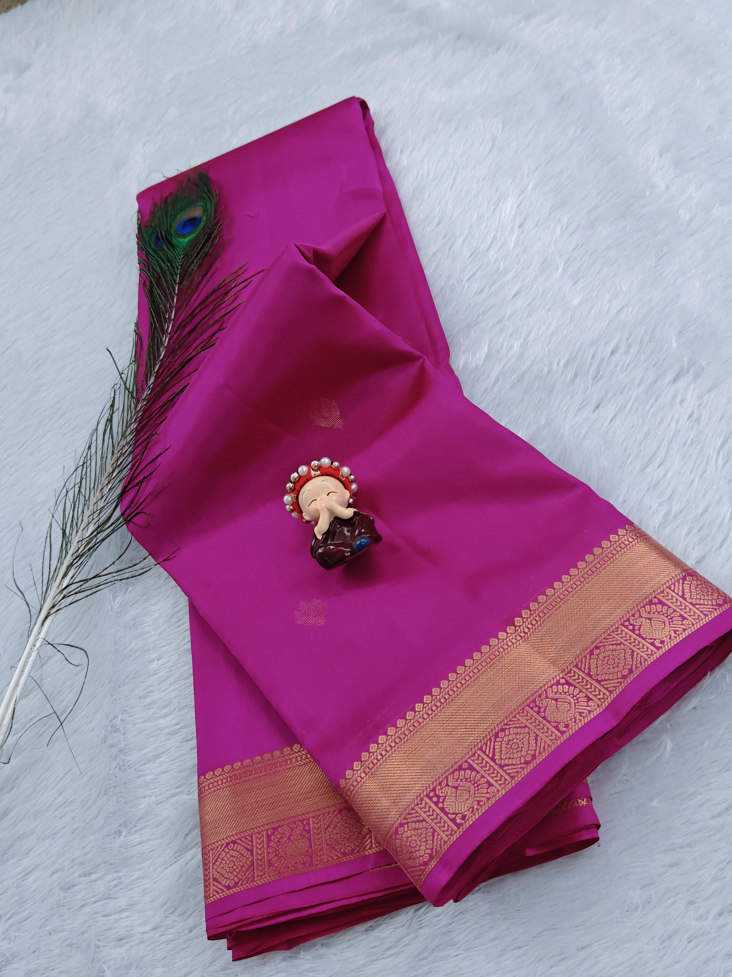 Magenta Pink Pure Silk Saree