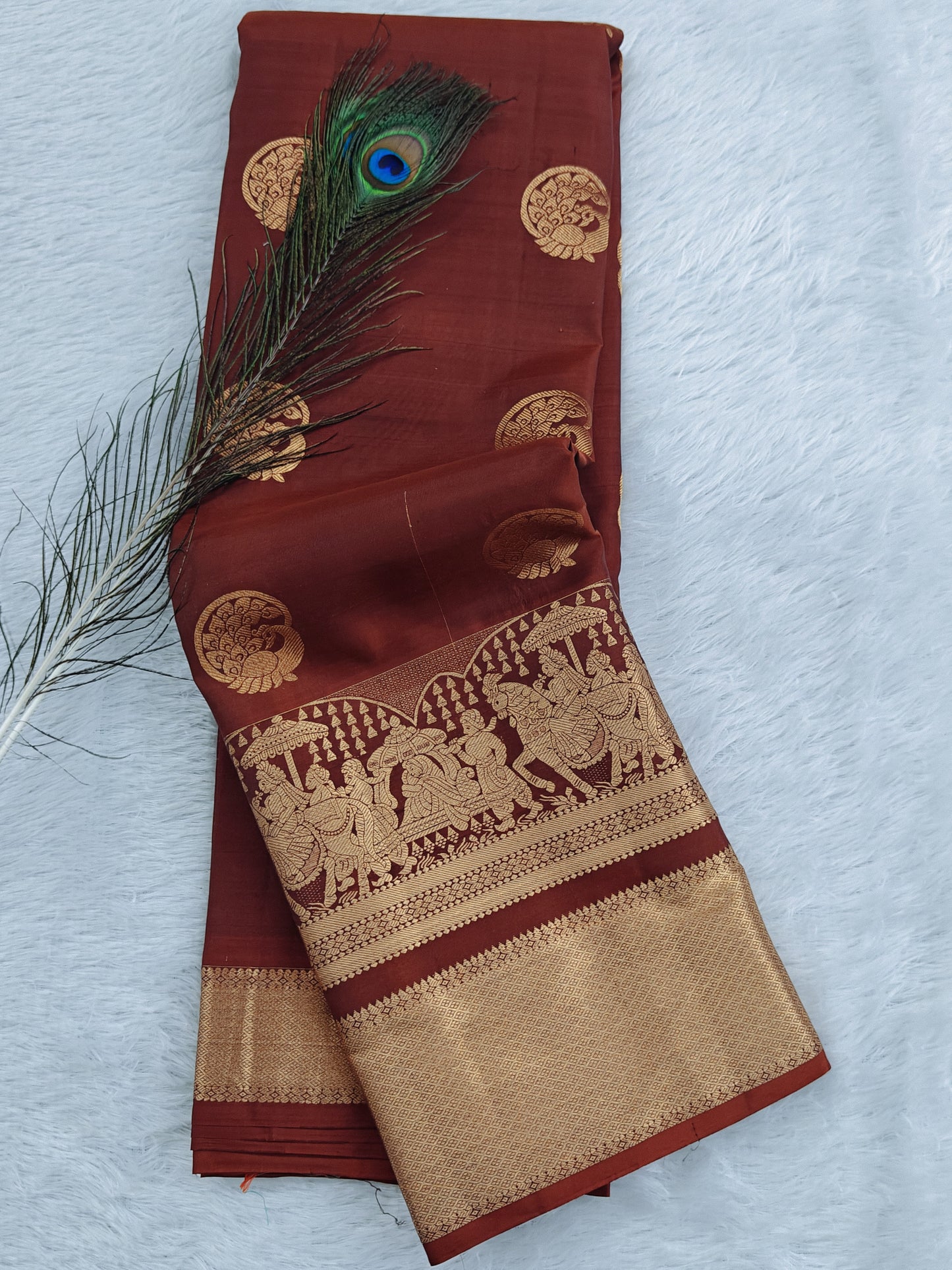 Coffee Brown Color Pure Silk Saree with Pallakku Border